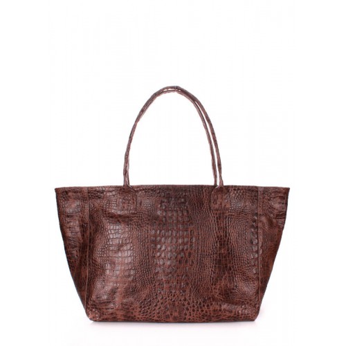 Женская кожаная сумка POOLPARTY desire-croco-brown коричневая