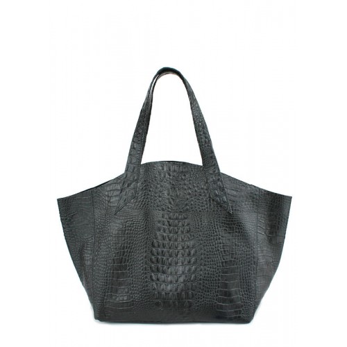 Женская кожаная сумка POOLPARTY fiore-crocodile-black черная
